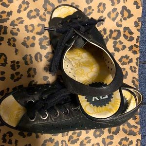 Fly London leather lace-up wedge sandals size 40